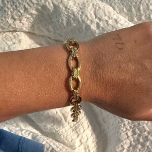 Electric picks gold link bracelet